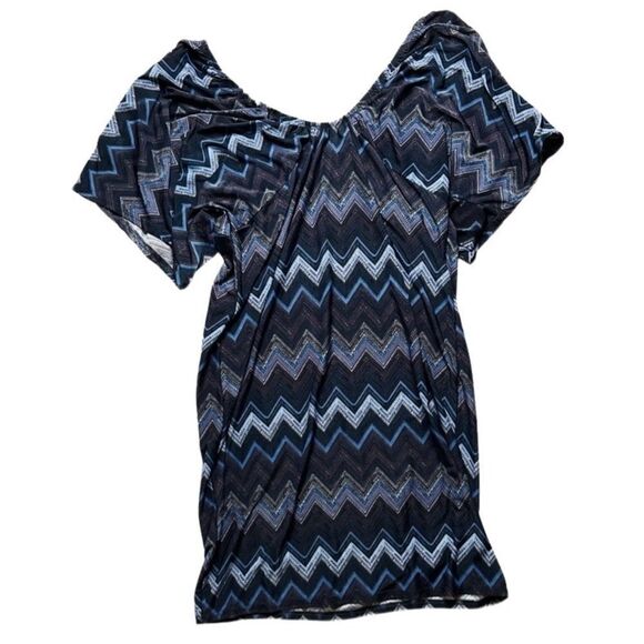 CristinaLove Zig Zap Striped Mini Dress Blue Purple Size XL - Picture 3 of 5